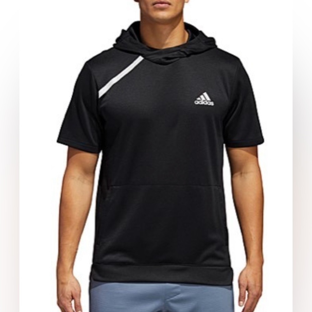 Adidas Sport Shooter Short Sleeve Hoodie Pullover Black Men’s 2XL NWT